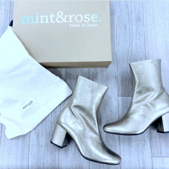 MINT&ROSE Lauren pewter leather ankle boots 10 NIB - Picture 6 of 7
